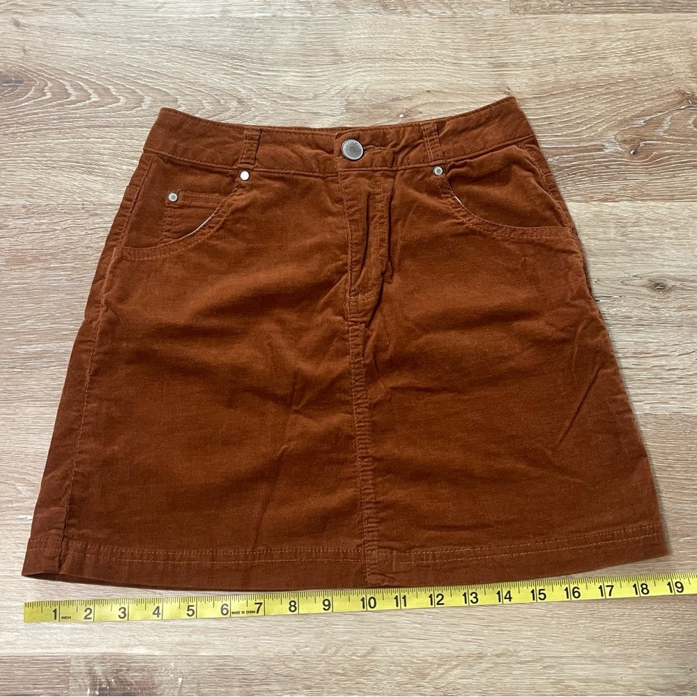 Copper Key Corduroy Burnt Orange A-Line Mini Skirt XS - Picture 6 of 10